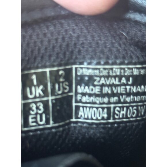 Dr. Martens Zavala J Kids Size 2 Black Leather Boots With Bouncing Sole - Picture 7 of 9